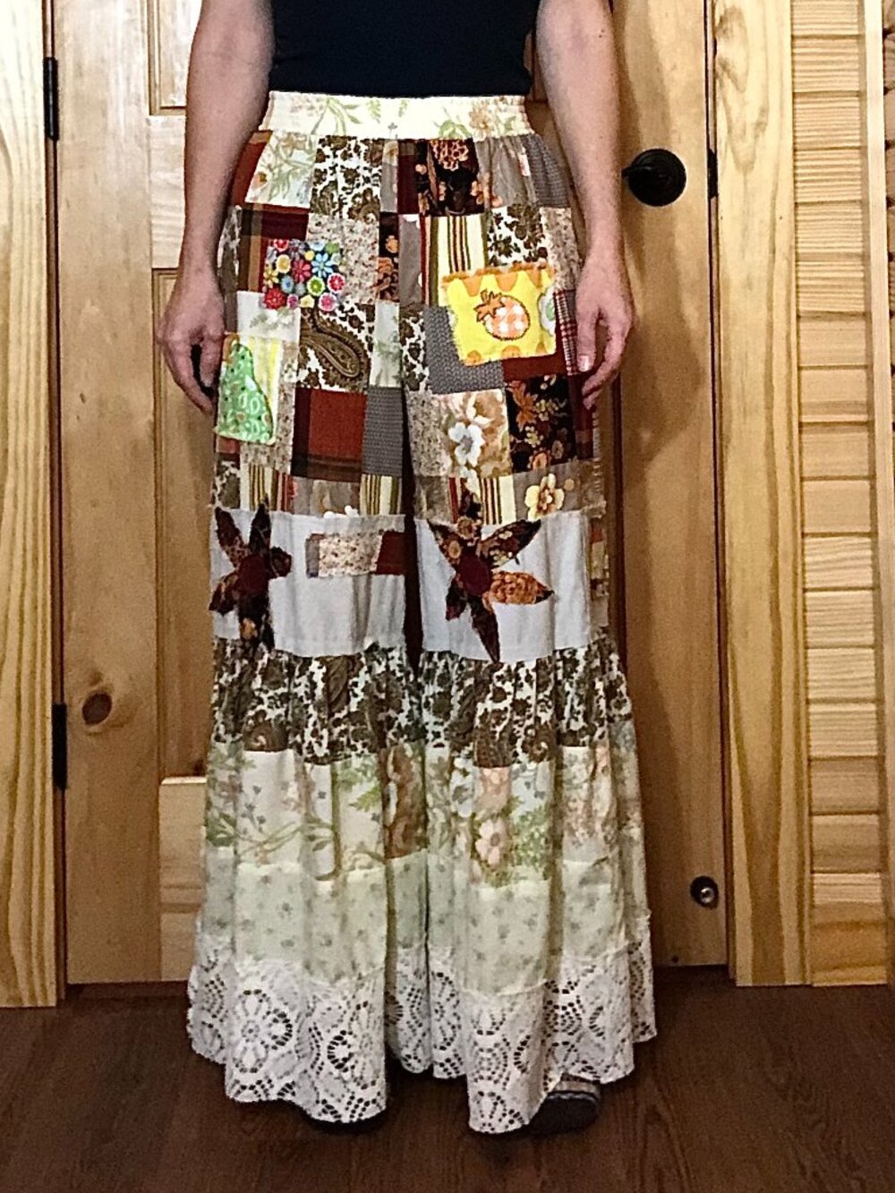 Rare Handmade UpCycled Patchwork Bell Bottom Pants 🌿🌼🤎